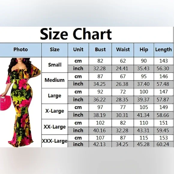 NWOT Off Shoulder Hawaiian Floral Bodycon Maxi Dress Size 2XL - Picture 5 of 5